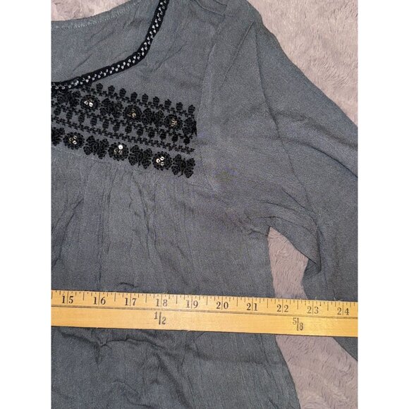 Ultrapink Womens Boho Chic Gray Tunic Top With Beaded Details & Bell Sleeves Siz - Picture 5 of 8